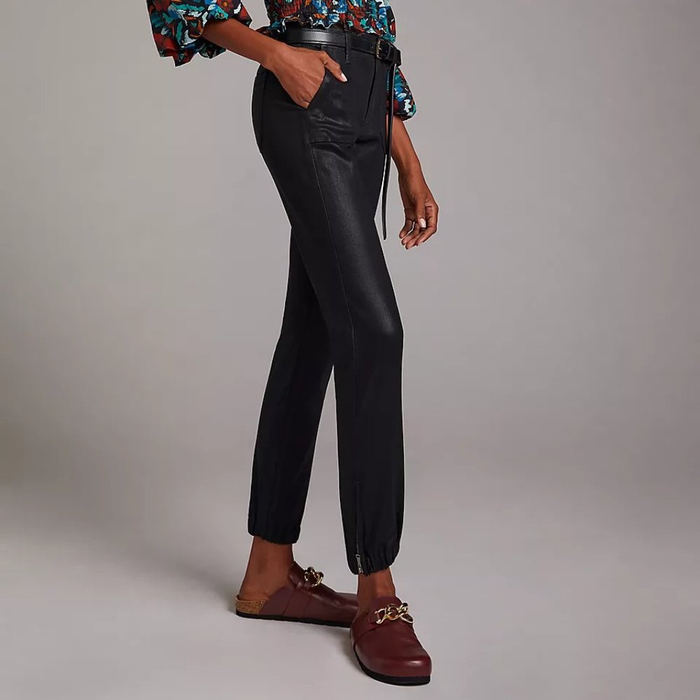Paige Mayslie High-Rise Coated Denim Joggers